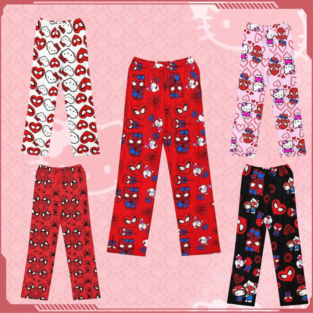 Hello Kitty Women'S Pajama Pants Spring/Summer Thin Home Pants Printed Casual Loose Couple Pants Kid Cartoon Sleep Pants